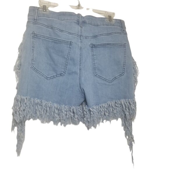 Women's Stretch Denim Fringe Western Shorts Sz 11 - Picture 2 of 6